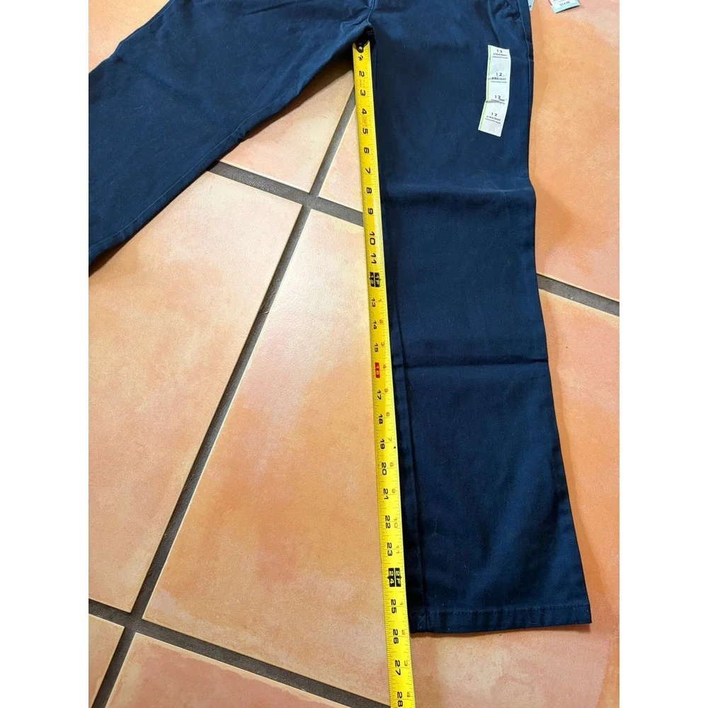 2 NWT Cat & Jack Girls Straight School Uniform Pants Navy Blue Size 12